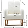 thumbnail image 2 of BISHE Modern Rocking Chair with High Back and Side Pocket, Upholstered Glider Recliner for Nursery, Living Room or Bedroom, Wood Legs, White Teddy Fabric, 2 of 8