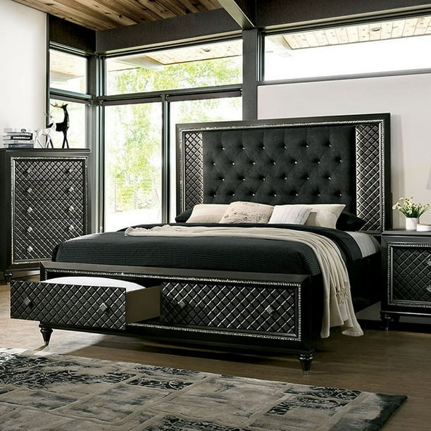 Contemporary Metallic Gray Finish Bedroom Furniture 14pc Queen Size Storage Bed Contemporary Metallic Gray Finish Bedroom Furniture 14pc Queen Size Storage Bed