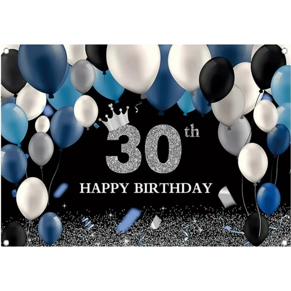 Happy 30th Birthday Backdrop Silver Shinning Glitter s Champagne Party rations Background Photography Props Banner