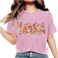 thumbnail image 4 of GaThRRgYP Womens Tshirts Trendy Fashion Tops,Women Mother's Day Gift Mom Flower Print Short Sleeve Round Neck T-shirt Pattern Top Pink L, 4 of 7