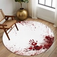 thumbnail image 2 of Round Rugs 5Ft, Halloween Red Blood Round Area Rug Washable Indoor Throw Carpet, Horror Bloody Handprint Soft Non Slip Circle Rug for Cabinet Bathroom Home Decor Aesthetic, 2 of 8