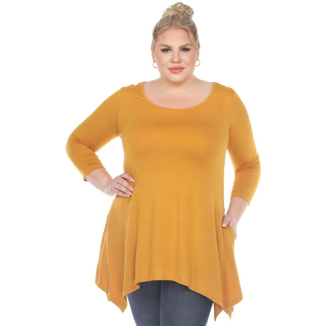 White Mark Women's 3/4 Sleeve Makayla Tunic Top