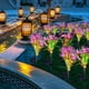 thumbnail image 2 of Luces LED solares de flores silvestres, luces coloridas para decoración de jardín al aire libre, luces solares de jardín, linternas de simulación de Villa (rosa JM, 2 of 5