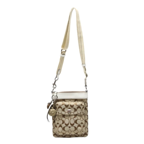 Pre-Owned Coach Signature Swing Canvas Shoulder Bag, 7082, Khaki and White (Good)