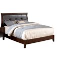 thumbnail image 2 of Bed Frame King Size Bed Brown Cherry Solidwood 1pc Bed Bedroom Button Tufted Headboard Contemporary Furniture, 2 of 7