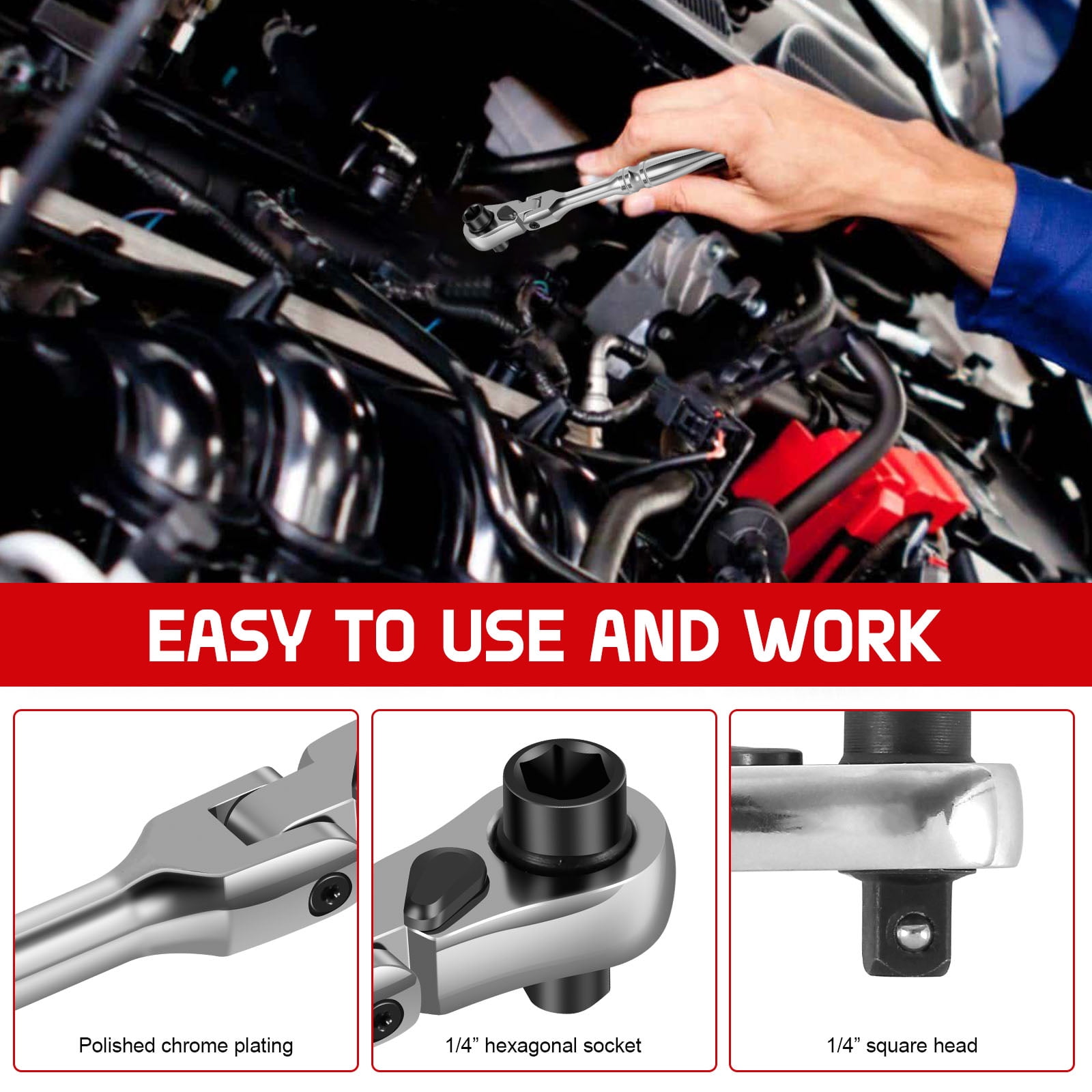 Tmwefusc Low Profile Impact Socket Adapter Set Drive Ratchet Adapter Set 1/4" to 3/8", 3/8" to 1/2", 1/2" to 3/4", 3/4" to 1" Magnetic Design Works with Socket/Wrench/Cordless Drill