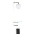 thumbnail image 2 of Symbol Contemporary, Glam Floor Lamp with Clear Glass Side Table, Nickel Metal Accents, Black Marble Base, and White, 2 of 7