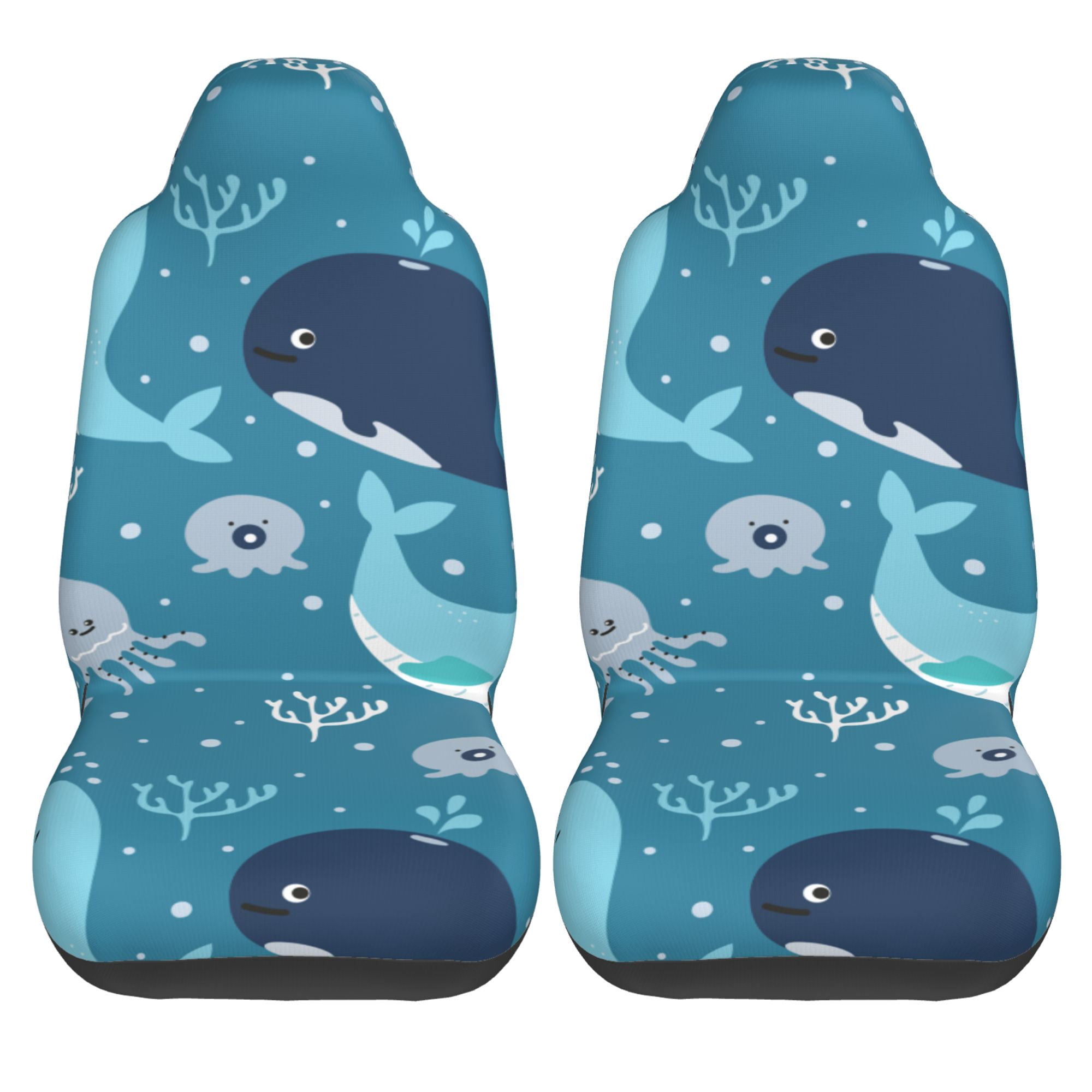 LAKIMCT Cute Sea Creatures Car Seat Covers Vehicle Front Seat Covers Universal Fit Seat Protector