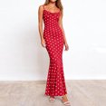 thumbnail image 6 of asdoklhq Spring Summer Dress Spring Dresses Womens Summer Fashion Casual Printed Bodycon Split Dress Maxi Dress Red L, 6 of 7