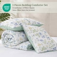 thumbnail image 4 of Exclusivo Mezcla Floral Queen Comforter Set, 3 Pieces Queen Size Lightweight Bedding Comforters, White Botanical Flowers Pattern, 4 of 7