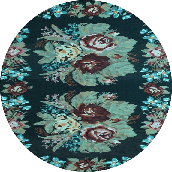 Ahgly Company Indoor Round Persian Light Blue Traditional Area Rugs, 6' Round