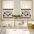 thumbnail image 4 of Christmas Kitchen Curtain Set Xmas Ball Buffalo Plaid Rod Pocket Kitchen Tier Curtains Valance Set 3 Piece Black Green Plaid Snowflake Christmas Window Curtain Valance Tier Set 54 in x 36 in, 4 of 5