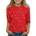 thumbnail image 2 of KAUOD Kids Teens Girls Polka Dots T-Shirt 3/4 Sleeve Round Neck Summer Casual Tee Toddler Soft Breathable Top Children Clothes, 2 of 4