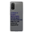 thumbnail image 1 of DistinctInk Clear Shockproof Hybrid Case for Galaxy S20 PLUS / 5G (6.7" Screen) - TPU Bumper Acrylic Back Tempered Glass Screen Protector - A Wife is a Gift Bestowed Upon Man, 1 of 2