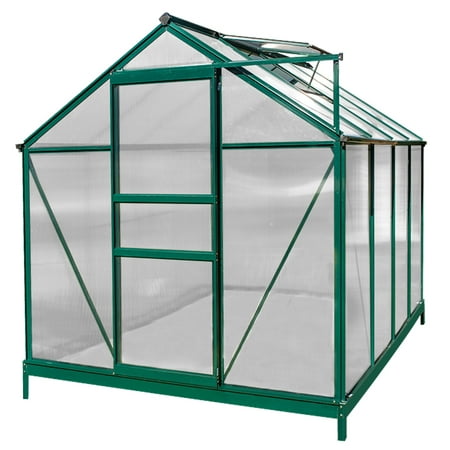 Sundale Outdoor Walk-in Greenhouse Gardening Large Hot Green House with Adjustable Roof Vent and Rain Gutters Waterproof Plant Green House, UV Protection, 8'(L) x 6'(W) x (Best Rain Gutters For House)