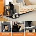 thumbnail image 5 of 3-in-1 Dog Stairs & Cat Scratching Post with Condo, Pet Steps for High Bed, Sofa, Couch, Tall Cat Tower, High-Strength Board for Indoor Small Cats Kittens Dogs Climbing Playing, 3 Steps-Dark Grey, 5 of 13