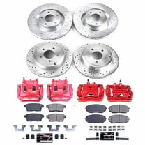 PowerStop Front and Rear Z23 Evolution Sport Brake Pad and Rotor Kit with Red Powder Coated Calipers Fits: FORD LINCOLN Select Models KC2829