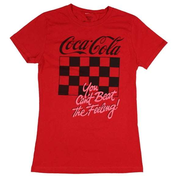 Coke Juniors You Can't Beat The Feeling! Checkered Graphic Logo T-Shirt