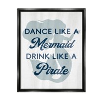 Stupell Industries Dance Like A Mermaid Phrase Graphic Art Jet Black Floating Framed Canvas Print Wall Art, Design by Lil' Rue