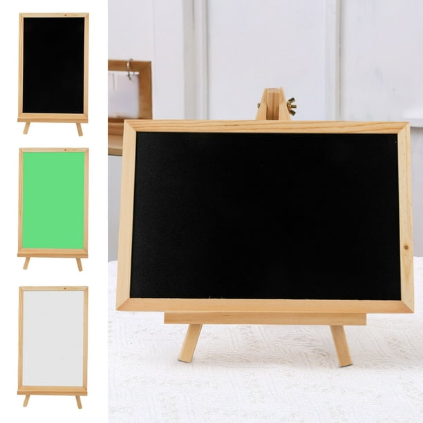 Tablero de letreros de pizarra con soporte, pizarra pequeña ligera fácil de transportar, fácil de limpiar, verde, blanca, madera, manualidades de decoración del hogar, 11,8x11,6 pulgadas