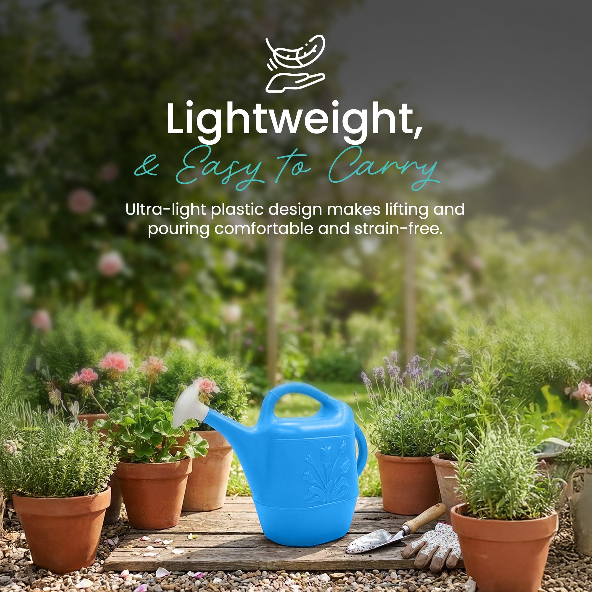 Union Products 63066 2 Gallon Garden Plastic Watering Can, Caribbean Blue