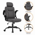 thumbnail image 5 of GASEE Leather Office Chair, Big and Tall Office Chair 400LBS Wide Seat Ergonomic Computer Desk Chair High Back Executive Leather Chair Adjustable Task Chair Lumbar Back with 1-Year Warranty, Grey, 5 of 12
