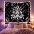 thumbnail image 2 of Deer Head with Moon Antlers, Mystical Cottagecore Style for Wildlife Lovers, Celestial Forest Decor, Housewarming Gift, Tapestry Wall Hanging for Bedroom, Living Room and Dorm, 2 of 7