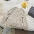 thumbnail image 3 of Pandaie Girls Long Sleeve Sweater Cardigan Kids Button Down Soft Knit Sweaters Toddler Bowknot School Uniforms Fall Jacket Size 0-8 Years, 3 of 4
