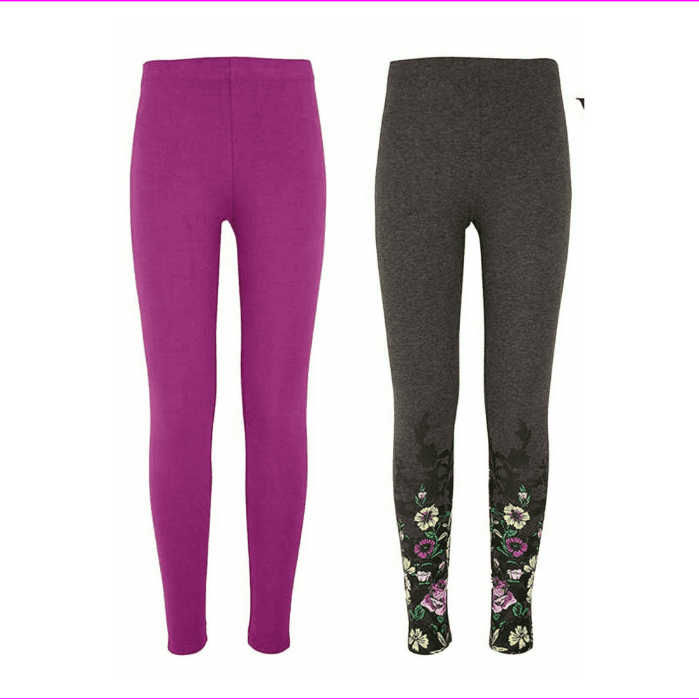 Vigoss Girls 2 Pack Soft Cotton Leggings 10/12/Grey/Purple