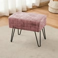 thumbnail image 6 of Home Soft Things Textured Velvet Ottoman Stool Chair, Upholstered Footrest with Black Metal Legs, Withered Rose, 19" x 13" x 17", 6 of 7