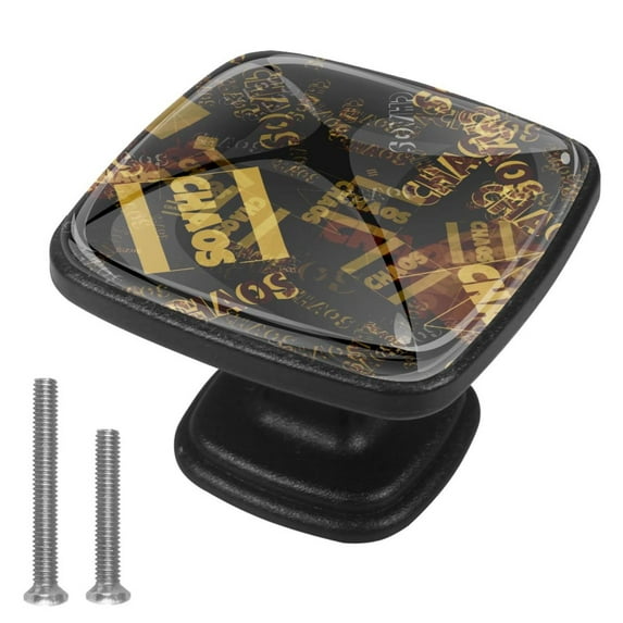 4 Pcs Cabinet Handle Drawer Pulls English Pattern Knobs with Screws Square Furniture Office Cabinet Knob Decoration