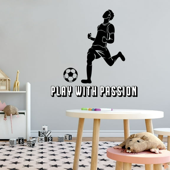 Sports Wall Decals for Boys Bedroom - Passionate Soccer Player Playing Soccer DIY & Creativity Boy Girl Bedroom Wall Sticker - Size: 10 In x 10 In
