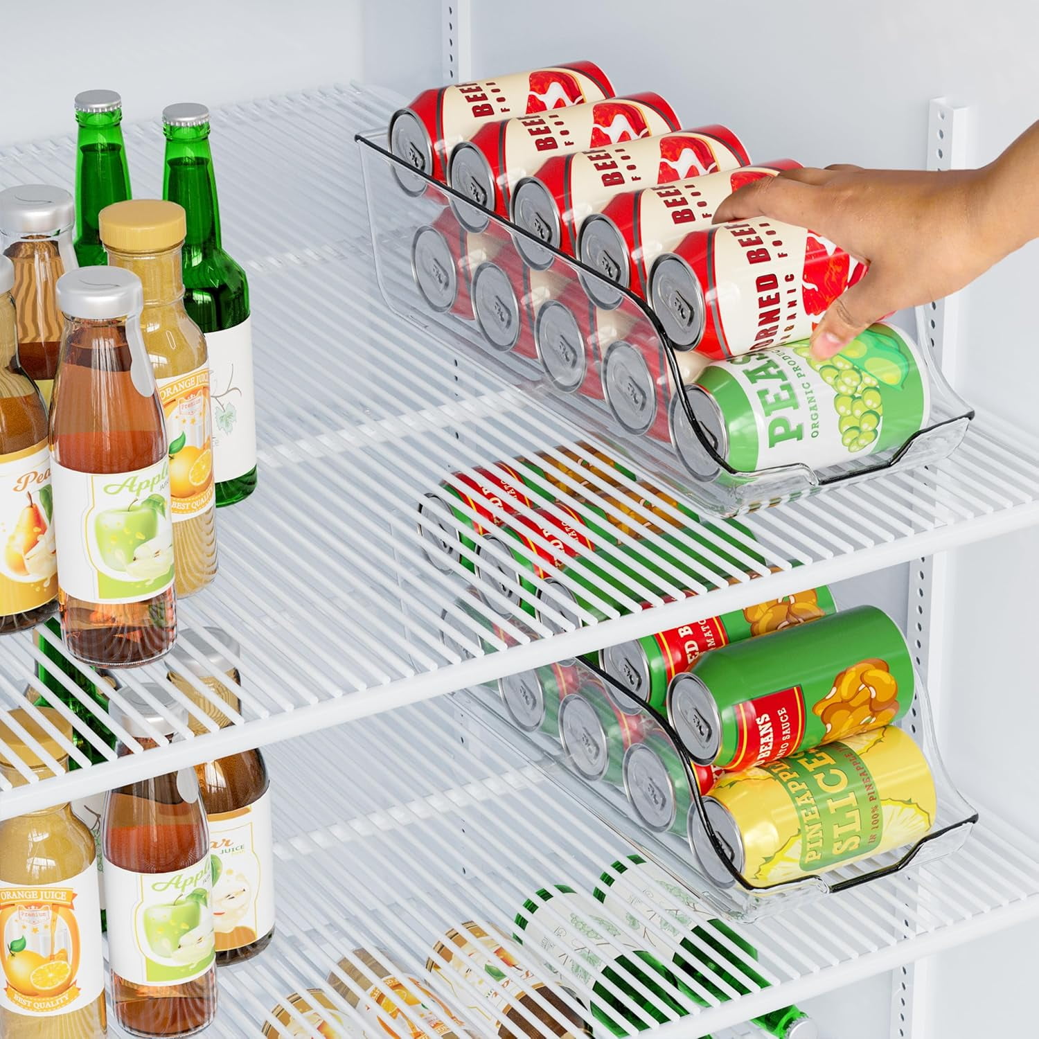 Soda Can Organizer for Refrigerator, Fridge Organizer,  Set of 4 Drink Organizer for Fridge