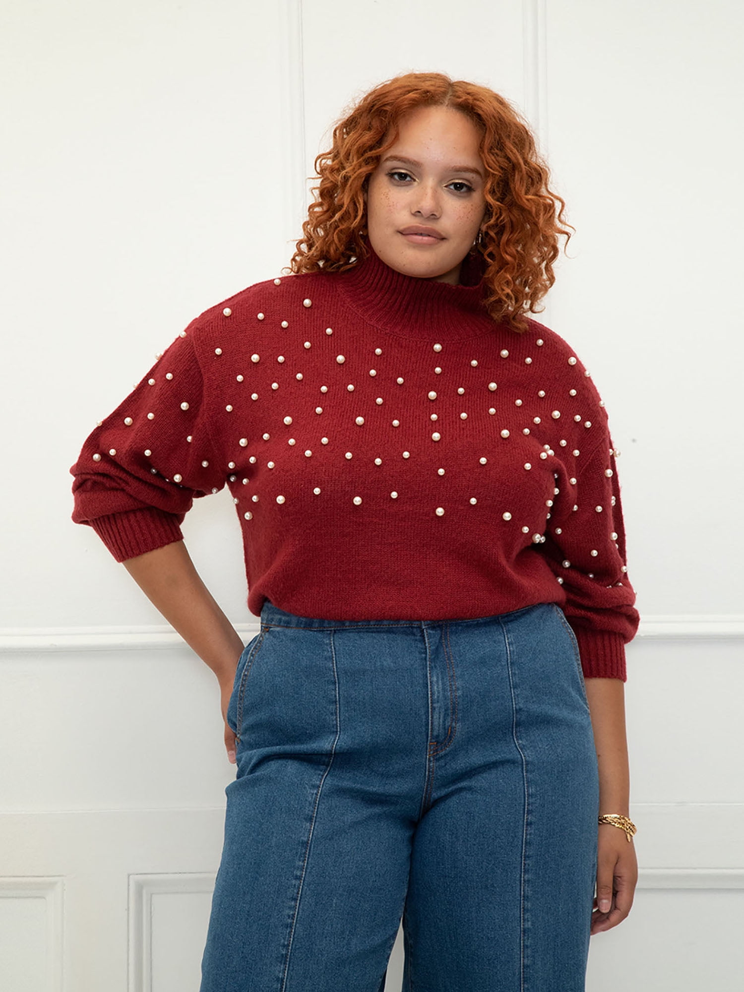 plus size pearl sweater