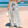 thumbnail image 4 of Cleaning Womens Striped Wide Leg Pants Dressy High Waist Trousers Flowy Tie Knot Drawstring Elastic Waist Trouser Business Casual Workout Pants with Pockets, 4 of 6