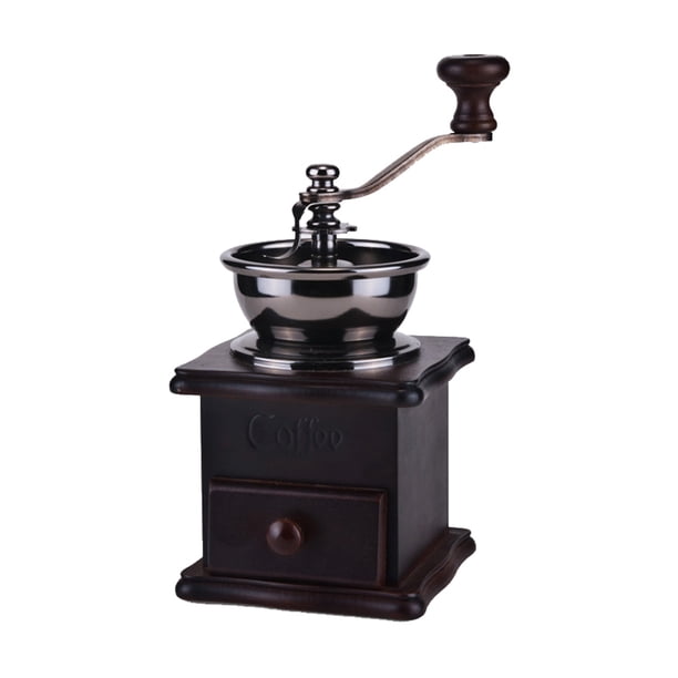 Molinillo manual de café, especias y hierbas, estilo vintage, de madera, estilo retro, para granos de café (marrón oscuro)