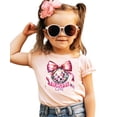 thumbnail image 4 of Birthday Girl Coquette Disco Ball Shirt for Girls Trendy Pink Bow Party Theme T-Shirt for Kids Peach Shirt Youth Small, 4 of 5