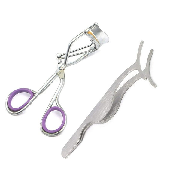 OdontoMed2011® Eyelash Curler Set With Advanced Silicone Eye Pads And Tweezers - Best No Pinching Eye Lash Curler Refill - Eyelash curler Fits All Eye Shape With Lash Pads - Silver