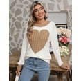 thumbnail image 5 of Women's Heart Pattern Knit Sweater, Long Sleeve Crew Neck Pullover, Soft Cozy Cable Knit Jumper for Fall and Winter, 5 of 7
