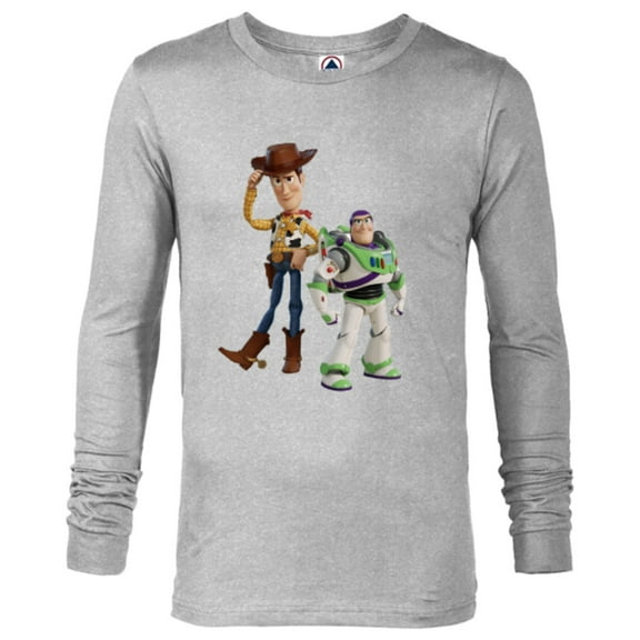 Disney Pixar Toy Story 4 Woody and Buzz Lightyear T-Shirt - Long Sleeve T-Shirt for Men - Customized-Athletic Heather