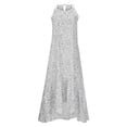 thumbnail image 4 of Pompotops Womens Summer High Low Ruffle Maxi Dress Spaghetti Strap Print Flowy Beach Long Dress, 4 of 8