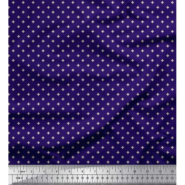 Soimoi Cotton Poplin Fabric Plus Sign Shirting Printed Fabric 1 Yard 42 Inch Wide