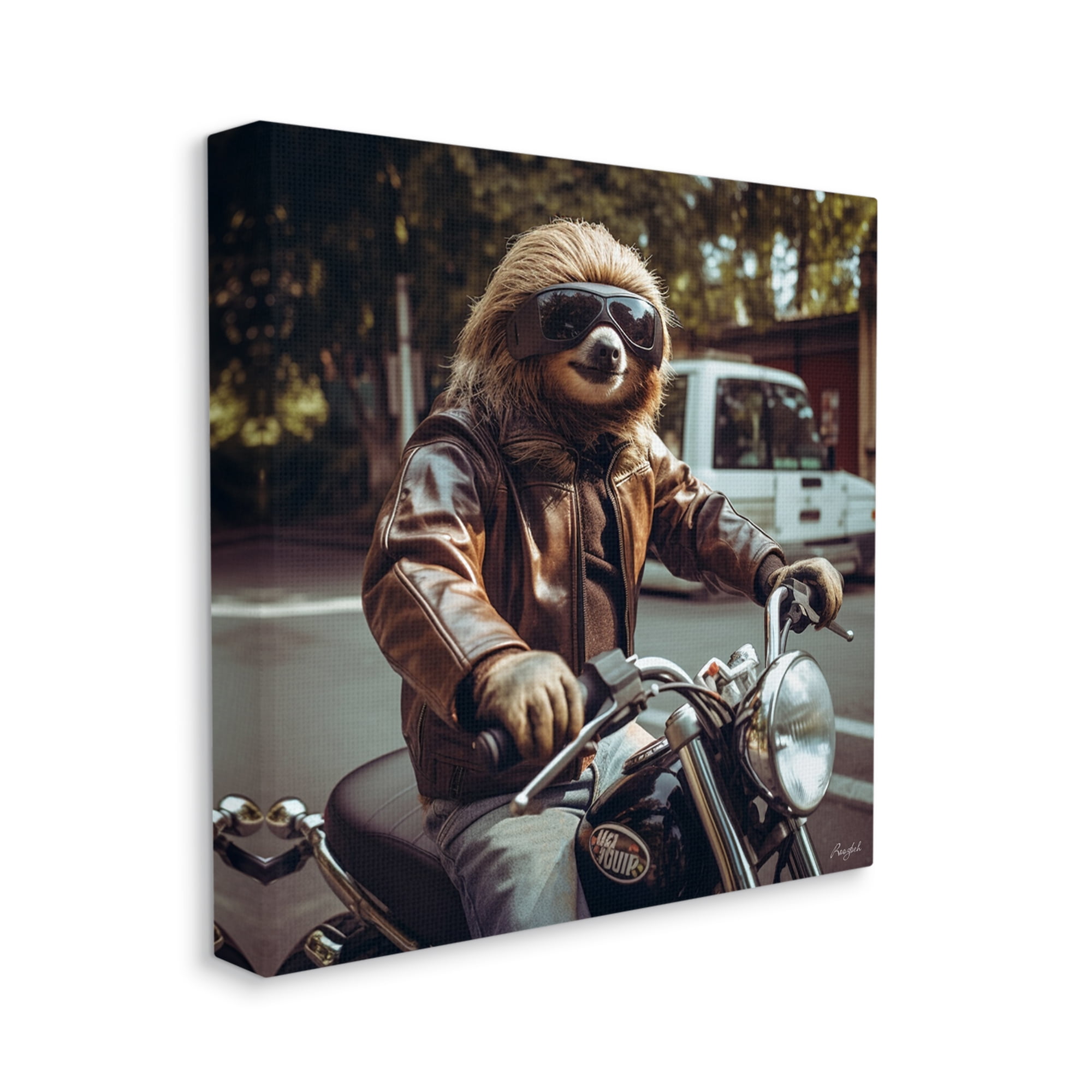 Stupell Industries Biker Animal Portrait Animals & Insects Painting Gallery Wrapped Canvas Art Print Wall Art, 24 x 24