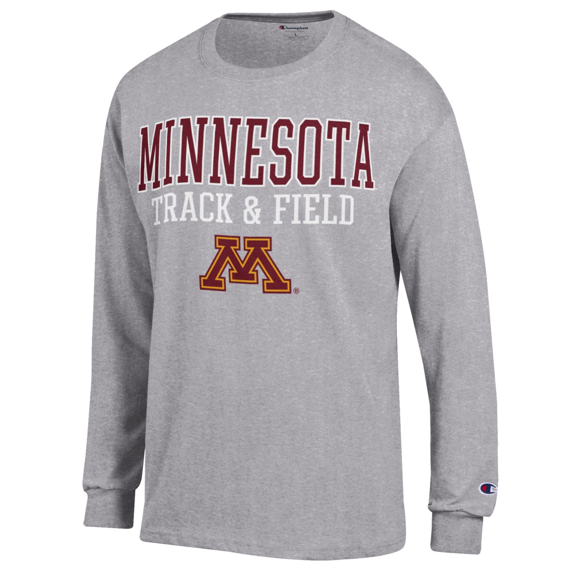 Men's Champion  Gray Minnesota Golden Gophers Track & Field Stack Long Sleeve T-Shirt