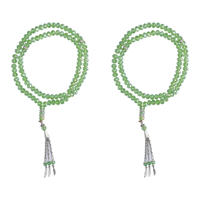 Lot de 2 perles de prière musulmanes, 99 perles, séparateurs pour mihrab, design exquis, perles de prière Tasbih pour sac à main, vert émeraude