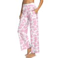 thumbnail image 2 of Psesaysky Women's Wide Leg Pants Pink Cow Print Trendy Fall Clothes Elastic High Waisted Casual Lounge Palazzo Pant Trousers with Pockets, Size 2XL, 2 of 7