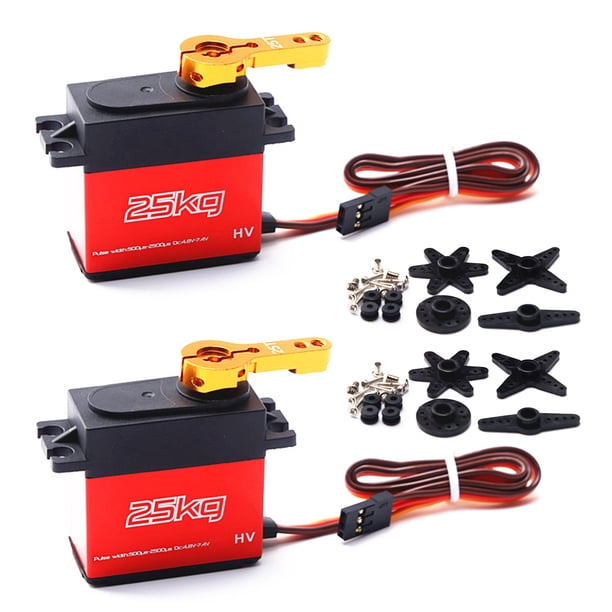 Esc Servo digital 25 kg 2 piezas Servo de engranaje de acero inoxidable de 180 ° de alto torque para 1/8 1/10 Scale RC Car con 25T Servo Arm Meterk Esc