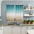 thumbnail image 3 of Kitchen Curtains 63 Inch Length, Teal Beige Ombre Cream Farmhouse Curtains Drapes, Modern Turquoise Abstract Art Aesthetics Rod Pocket Window Curtains for Living Room/Bedroom 42x63, 2 Panels, 3 of 5