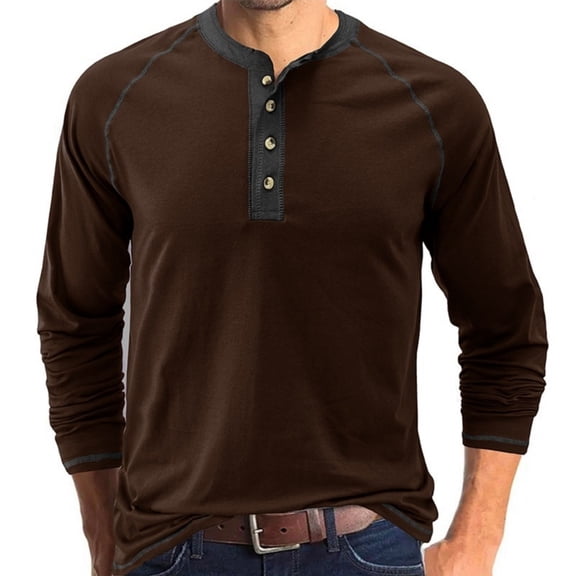Men's long-sleeved shirt, casual button-down T-shirt, cotton lightweight T-shirt, fashionable pullover