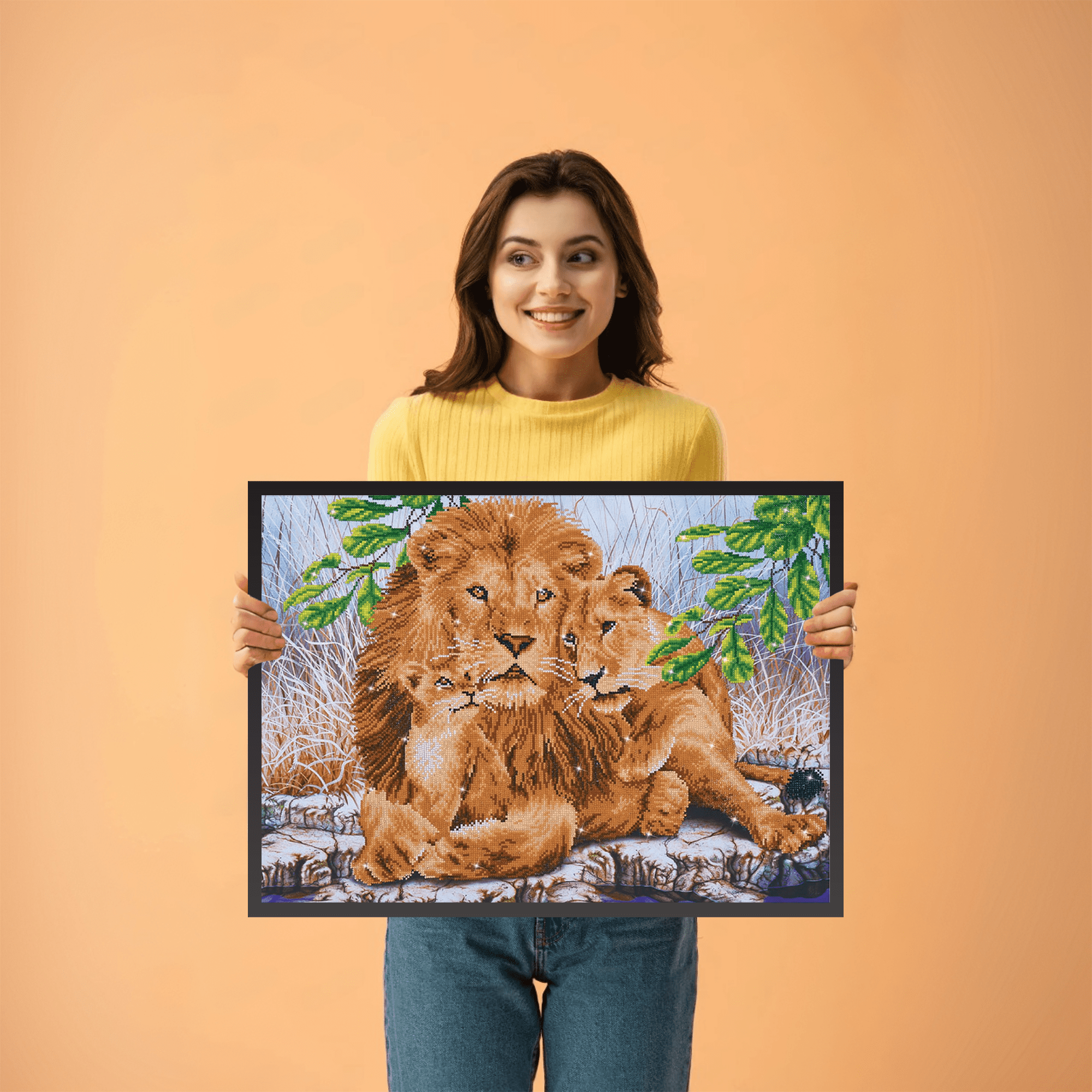Diamond Dotz Lion Family Animal Diamond Painting Kits for Adults - Diamond Art Kits a Relaxing Creative Craft Kit with Dotz Gems 30.3"x21.6"
